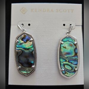 Kendra Scott ELLE Drop Earrings with Abalone Shell Sterling Silver NEW